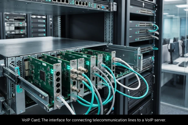 کارت VoIP با ماژولهای FXO، FXS و E1 نصبشده روی سرور