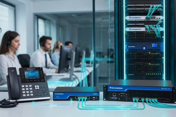 تجهیزات ویپ سنگوما شامل تلفن IP و راهکارهای ارتباطی مرکز تماس سازمانی