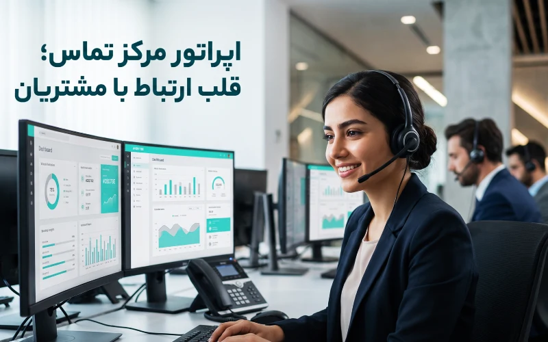 اپراتور مرکز تماس حرفهای در حال مدیریت تماس مشتریان با سیستم VoIP